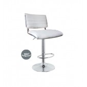 Bar Stool - Kitchen Stool - Leather Bar Stool - Swivel Chair Gas Lift - White